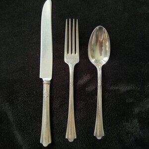 Vintage Wallace Silverplate Luxor Plate Knife, Spoon, Fork Set "Sister Caroline"